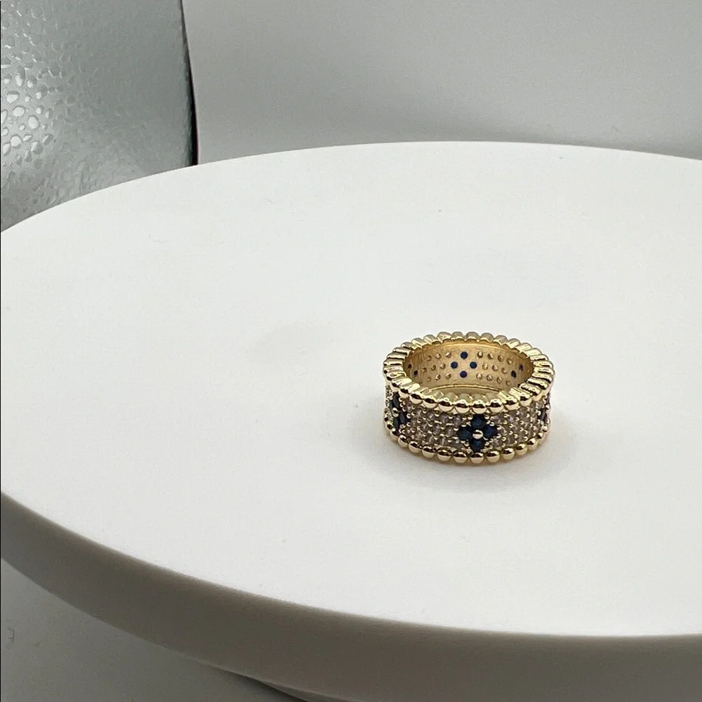 543. Elegant Gold and Blue‎ Women's Ring